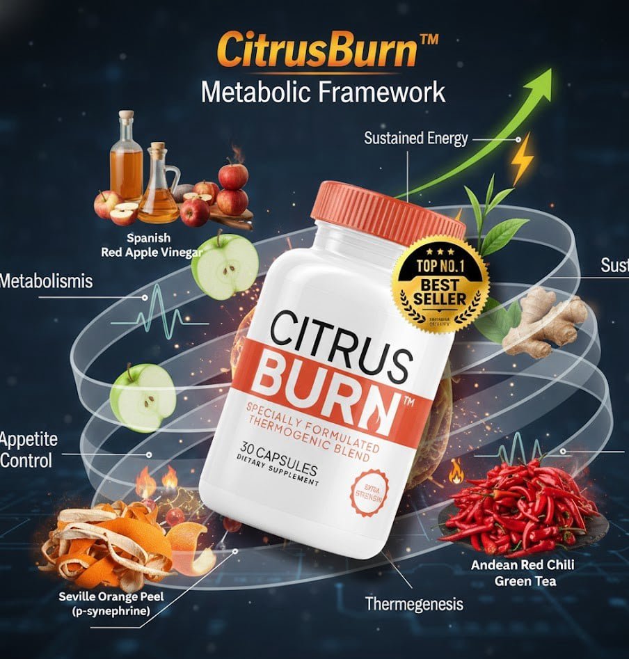  CitrusBurn supplement bottle displayed with key oral health ingredients on white background